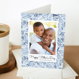 Carte Photo à l'aquarelle bleu indigo Joyeuse Fête des P