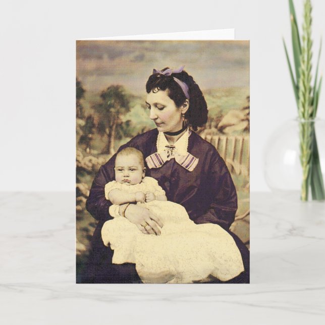 Carte Photo antique de mère et d'enfant (Devant)