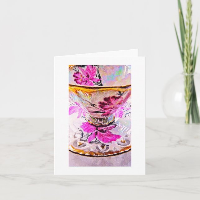 Carte photo artistique de tasse à thé Merci/Meille (Devant)