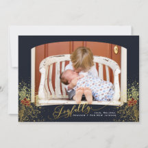 Carte Photo avec Cadre Navy Confetti Joyeux