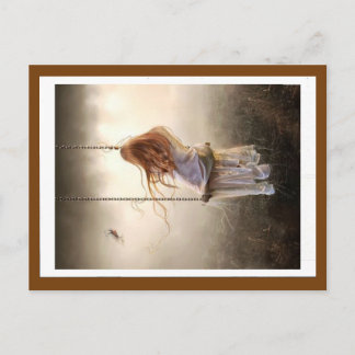 carte photo balançoire bohême jeune fille rousse postcard