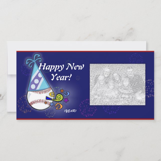 Carte photo - Baseball de Nouvel An (Devant)