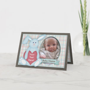 Carte photo Bébé, Lapin Bleu, Plaid, Vous Customis