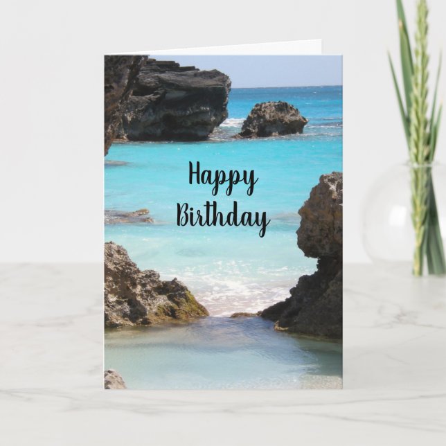 Carte Photo Bermuda Coast & Tropical Sea Birthday (Devant)