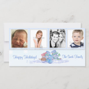 Carte photo bleu Snowmen