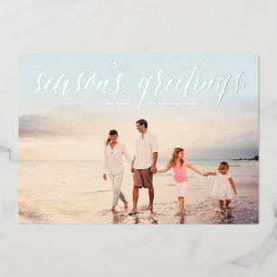 Carte photo Bonnes Fêtes en argent   Bleu glacé