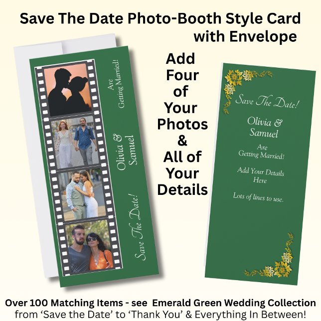 Carte Photo Booth Style Save The Date Flat Card (Créateur téléchargé)