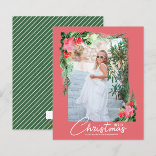 Carte photo Budget Tropical Floral Christmas