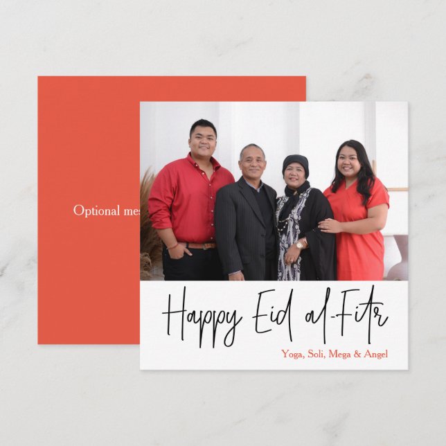 Carte photo carrée Joyeux Eid al-Fitr (Devant / Derrière)