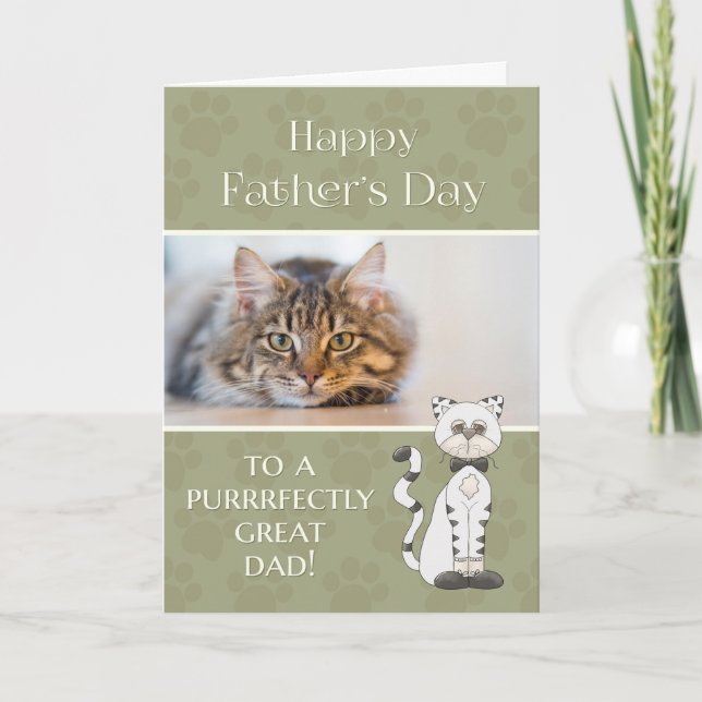 Carte Photo Cat sur Fête des pères personnalisée (Devant)