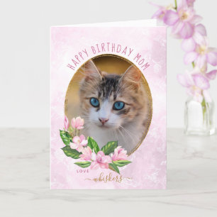 Carte Photo Chat d'or rose moderne Floral Wreath Photo A