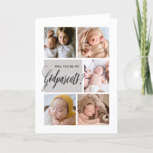 Carte Photo Collage Godparents Proposition