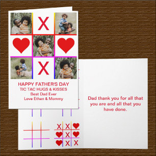 Carte Photo Collage Tic Tac Toe Hugs Fête des pères Bais