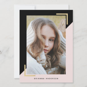 Carte photo Comp 3 Acteur de modèle en noir rose