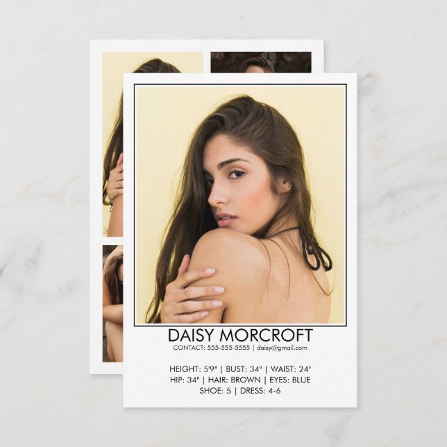 Carte photo comp Acteur de modèle professionnel mo (Devant / Derrière)