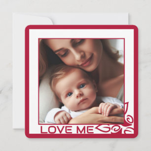 Carte Photo customisée Red Floral Love Me Flat Card