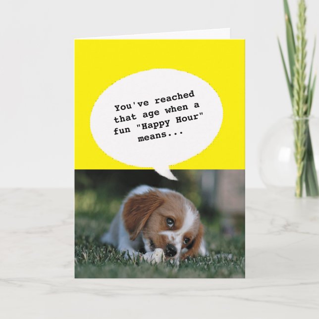 Carte photo d'animal Happy Hour Getting Old Funny Annive (Devant)