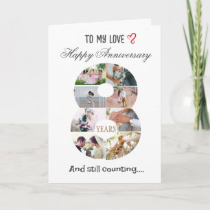 carte photo d'anniversaire de 8 ans pour Mariage