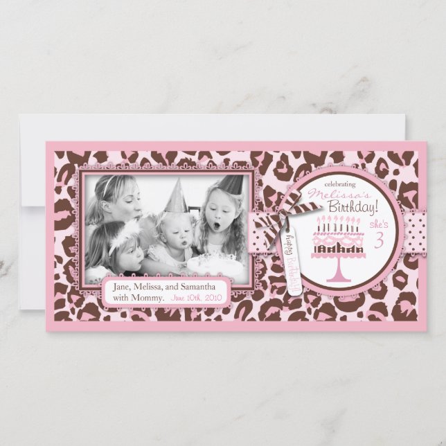 Carte photo d'anniversaire de la fille Cheetah (Devant)