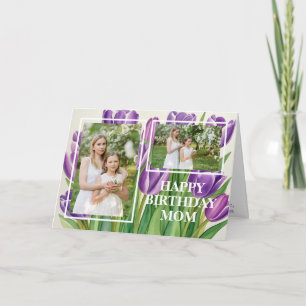 Carte Photo d'Anniversaire de la maman moderne Stlish Pu