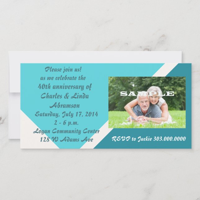 Carte photo d'anniversaire Modern Blue (Devant)