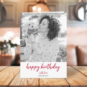 Carte Photo d'anniversaire moderne Style rouge minimal