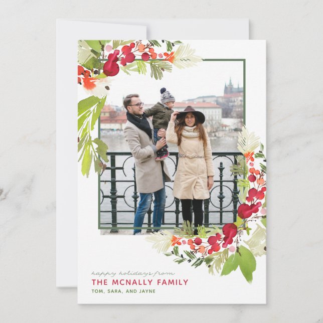 Carte photo d'aquarelle Berry Frame Chritmas (Devant)