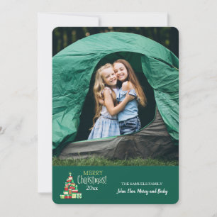 Carte Photo d'Arbre de Noël de Boîtes Cadeaux (Ver