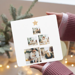 Carte Photo d'arbre de Noël familial moderne avec étoile