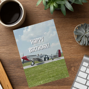 Carte Photo d'avion vintage d'anniversaire Pilote Cool F
