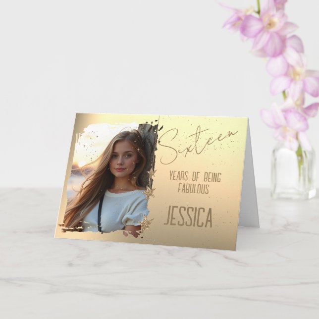 Carte photo de 16e anniversaire (Orchidée)