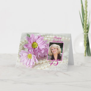 carte photo de 45e anniversaire avec marguerites