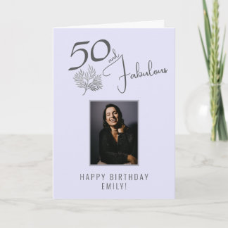 Carte Photo de 50 ans d'anniversaire Elegant 50 et Fabul