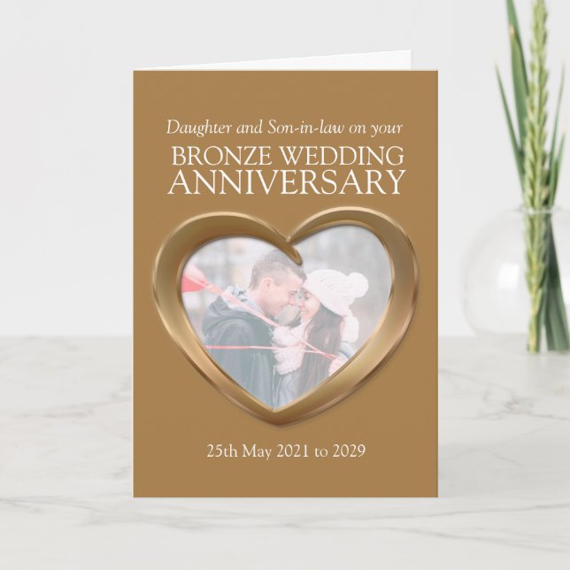 Carte photo de 8e anniversaire de mariage en bronz (Devant)