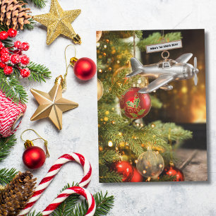 Carte Photo de bébé pour son premier Noël en avion perso