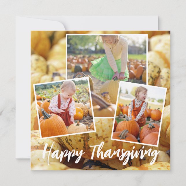 Carte photo de Bon thanksgiving Citrouille moderne (Devant)