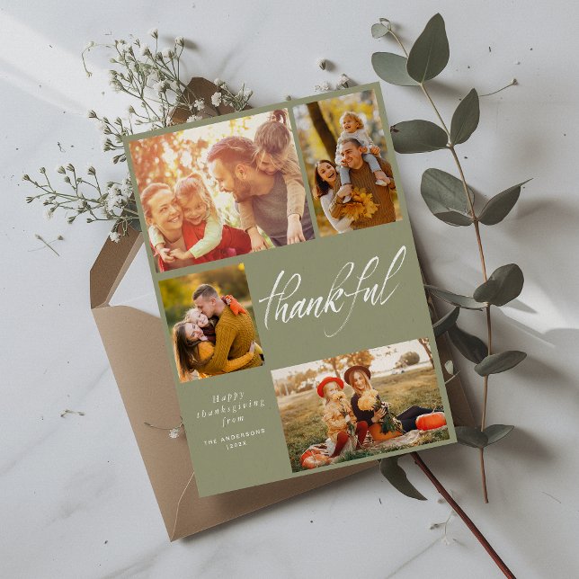 carte photo de bon thanksgiving de script de bross (Créateur téléchargé)