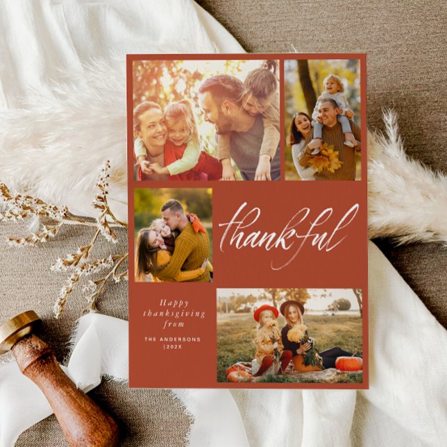 carte photo de bon thanksgiving de script de bross (Créateur téléchargé)
