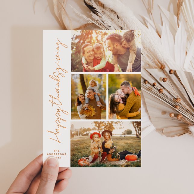 carte photo de bon thanksgiving de script élégant (Créateur téléchargé)