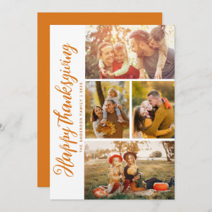 Carte photo de bon thanksgiving de script orange m