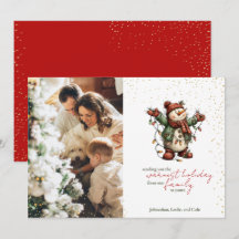 Carte photo de bonhomme de neige mignon avec des l