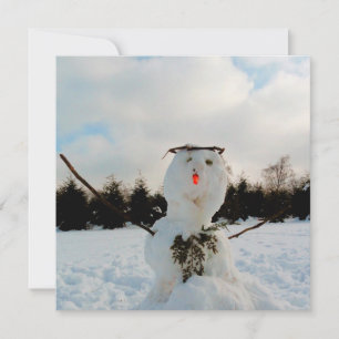 Carte Photo de bonhomme de neige réel