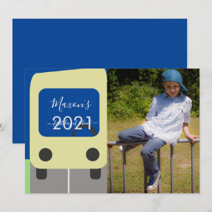 Carte Photo de Bus Jaune pour le Premier Jour d'Éc