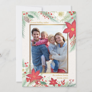 Carte photo de cadre Red Poinsettia de Noël tendan