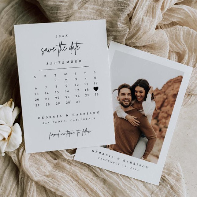 Carte photo de calendrier de sauvegarde de date mo (Créateur téléchargé)