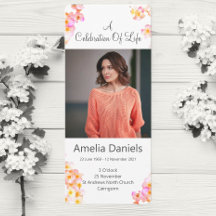 Carte photo de célébration de la vie des fleurs sa