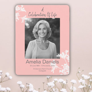 Carte photo de célébration de vie florale rose bla