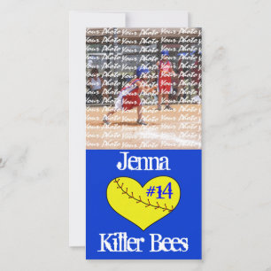 Carte photo de coeur du softball rapide