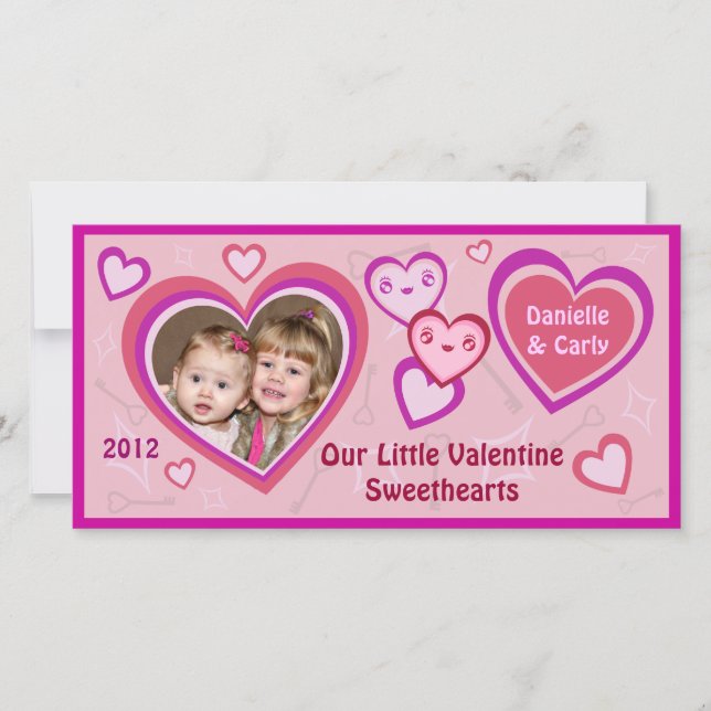 Carte photo de coeur Valentine Kawaii personnalisé (Devant)