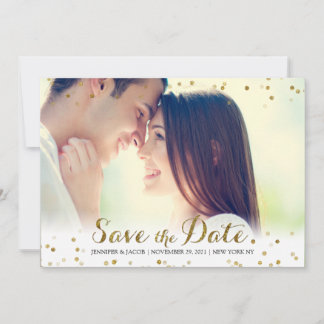 Carte Photo de Date à Sauvegarder avec Confettis D